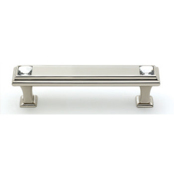 Alno, Crystal, 3" Crystal Round End Bar Pull, Polished Nickel