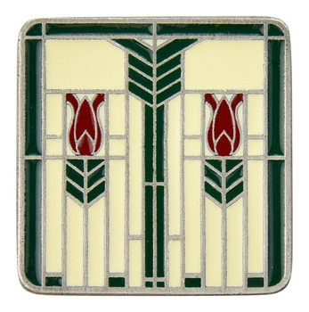 Notting Hill, Prairie Collection, Prairie Tulips, 1 1/4" Square Knob, Antique Pewter with Evergreen