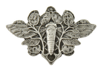 Notting Hill, Arts and Crafts, Cicada on Leaves, 2" Knob, Antique Pewter