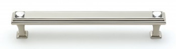 Alno, Crystal, 6" Crystal Square End Bar Pull, Polished Nickel