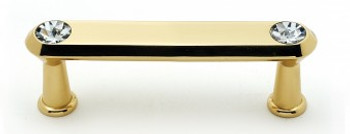 Alno, Crystal, 3" Crystal Tall Round End Bar Pull, Polished Brass
