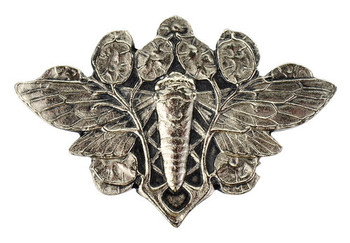 Notting Hill, Arts and Crafts, Cicada on Leaves, 2" Knob, Brite Nickel