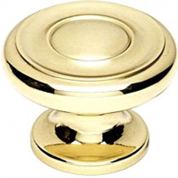 Alno, Knobs, 1 1/2" Round Rim design Knob, Polished Brass