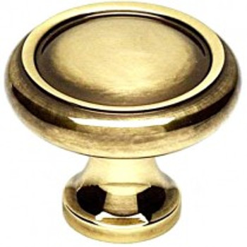 Alno, Knobs, 1" Round Ringed Knob, Polished Antique