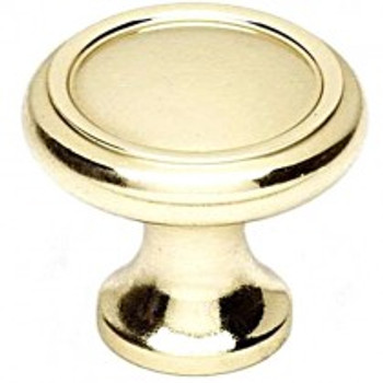 Alno, Knobs, 1" Round Ringed Knob, Polished Brass