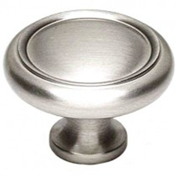 Alno, Knobs, 1 1/2" Round Ringed Knob, Satin Nickel