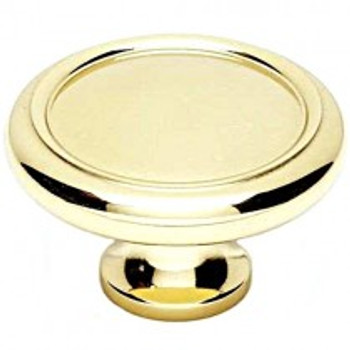 Alno, Knobs, 1 3/4" Round Ringed Knob, Polished Brass