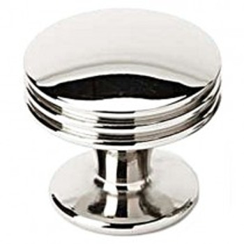 Alno, Knobs, 1 1/8" Round Side Ringed Knob, Polished Nickel