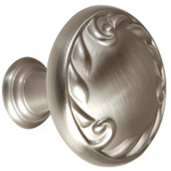 Alno, Ornate, 1 1/2" Round Knob, Satin Nickel