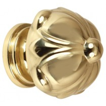 Alno, Ornate, 1 1/4" Domed Round Knob, Polished Brass