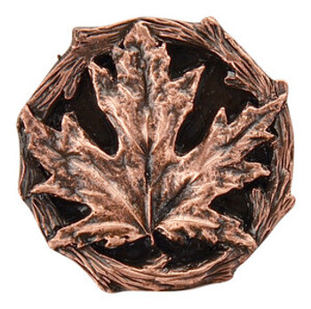 Notting Hill, Woodland, Maple Leaf, 1 1/4" Round Knob, Antique Copper