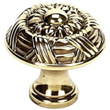 Alno, Ribbon and Reed, 1 1/4" Round Knob, Polished Antique