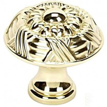 Alno, Ribbon and Reed, 1 1/4" Round Knob, Polished Brass