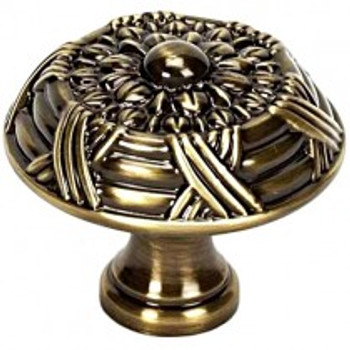 Alno, Ribbon and Reed, 1 1/2" Round Knob, Antique English