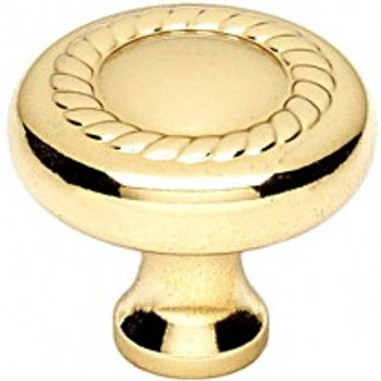 Alno, Rope, 1" Round Rope Detail Knob, Polished Brass