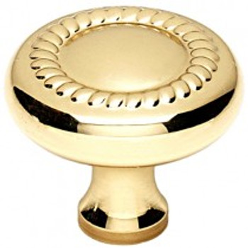 Alno, Rope, 1 1/4" Round Rope Detail Knob, Polished Brass