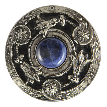 Notting Hill, Jewels, Jeweled Lily, 1 3/8" Round Knob, Brite Nickel with Blue Sodalite Natural Stone
