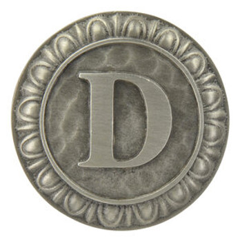 Notting Hill, Initials, Initial D, 1 3/8" Knob, Antique Pewter
