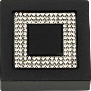 Atlas Homewares, Crystal, 1 3/8" Square Knob, Crystal with Matte Black- alt view 1