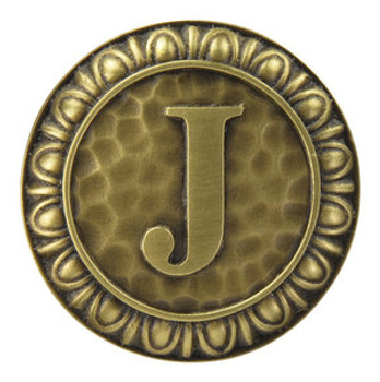 Notting Hill, Initials, Initial J, 1 3/8" Knob, Antique Brass