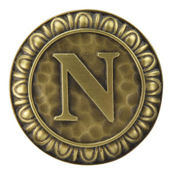 Notting Hill, Initials, Initial N, 1 3/8" Knob, Antique Brass