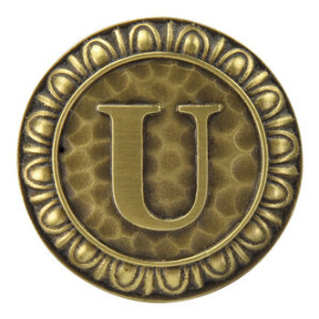 Notting Hill, Initials, Initial U, 1 3/8" Knob, Antique Brass