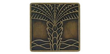 Notting Hill, Tropical, Royal Palm, 1 1/2" Square Knob, Antique Brass