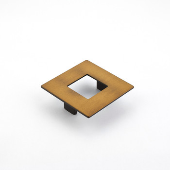 Schaub and Company, Finestrino, 2 1/2" (64mm) Small Square Pull, Burnished Bronze