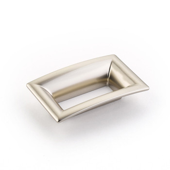 Schaub and Company, Finestrino, 2 1/2" (64mm) Medium Flared Square Pull, Satin Nickel