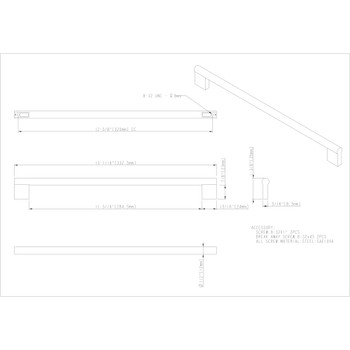 Elements, Knox, 12 5/8" (320mm) Straight Pull, Satin Nickel - technical