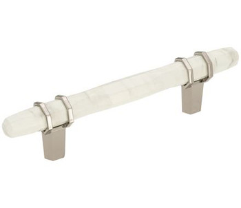 Amerock, Carrione, 3 3/4" (96mm) Bar Pull, Marble White / Polished Nickel