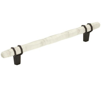 Amerock, Carrione, 6 5/16" (160mm) Bar Pull, Marble White / Black Bronze