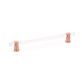 Schaub and Company, Lumiere, 8" Bar Pull, Clear Acrylic and Brushed Rose Gold