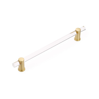 Schaub and Company, Lumiere, 12" (305mm) Bar Appliance Pull, Clear Acrylic and Satin Brass