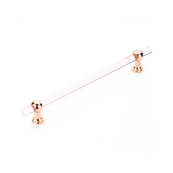 Schaub and Company, Lumiere Transitional, 12" (305mm) Adjustable Bar Appliance Pull, Clear Acrylic and Polished Rose Gold