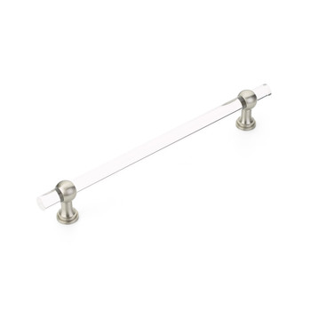 Schaub and Company, Lumiere Transitional, 12" (305mm) Adjustable Bar Appliance Pull, Clear Acrylic and Satin Nickel