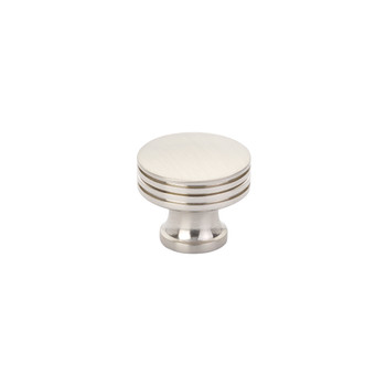 Schaub and Company, Menlo Park, 1 1/4" Ringed Edge Round Knob, Brushed Nickel