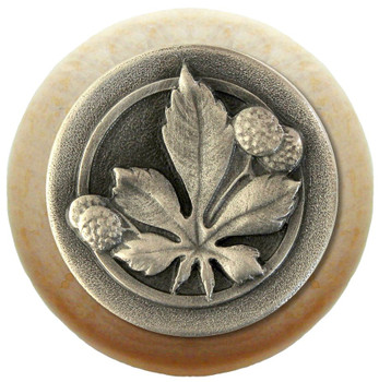 Notting Hill, Woodland, Horse Chestnut, 1 1/2" Round Wood Knob, Antique Pewter with Natural Wood Finish