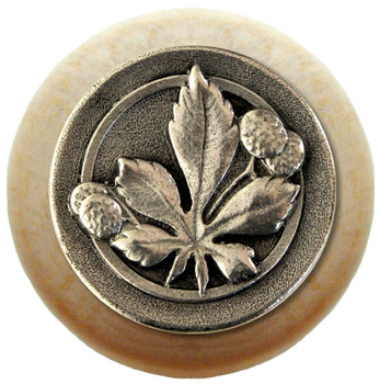 Notting Hill, Woodland, Horse Chestnut, 1 1/2" Round Wood Knob, Brilliant Pewter with Natural Wood Finish