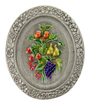 Notting Hill, Tuscan, Fruit Bouquet, 1 3/16" Oval Knob, Hand-Tinted Antique Pewter