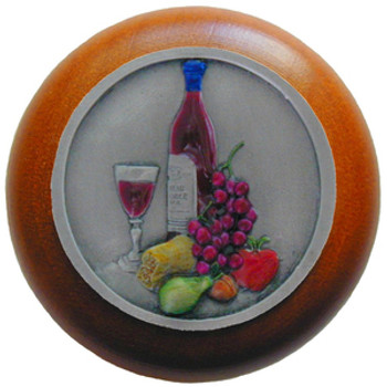 Notting Hill, Tuscan, Best Cellar, 1 1/2" Round Wood Knob, Hand-Tinted Antique Pewter with Cherry Wood Finish