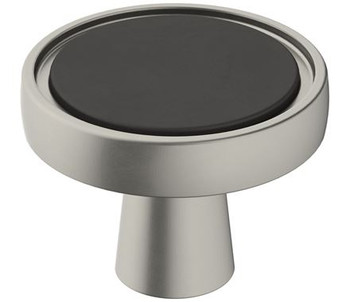 Amerock, Mergence, 1 3/8" Round Knob, Matte  Black with Satin Nickel