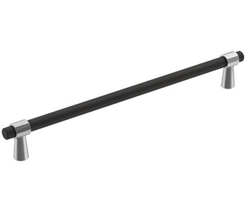 Amerock, Mergence, 8 13/16" (224mm) Bar Pull, Matte Black with Polished Chrome