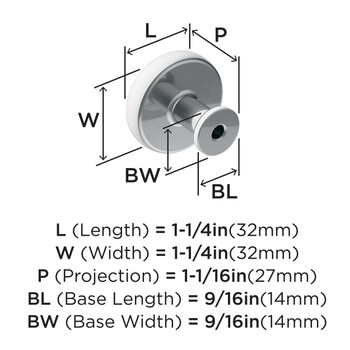 Amerock, Factor, 1 1/4" Round Knob, Golden Champagne - technical