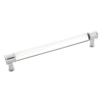 Belwith Hickory, Midway, 7 9/16" (192mm) Bar Pull, Clear Crysacrylic with Chrome