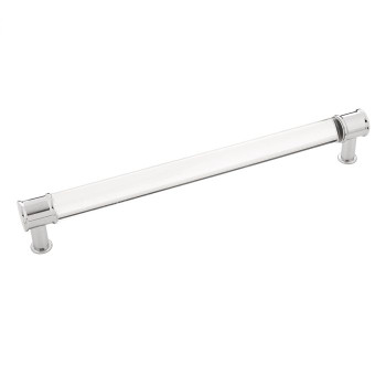 Belwith Hickory, Midway, 8 13/16" (224mm) Bar Pull, Clear Crysacrylic with Chrome