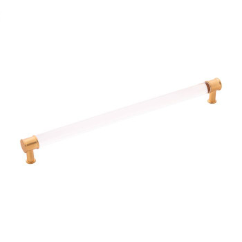 Belwith Hickory, Midway, 12" (305mm) Bar Pull, Clear Crysacrylic with Brushed Golden Brass