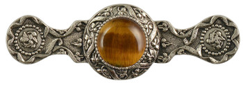 Notting Hill, Jewels, Victorian Jewel, 3" Ornate Pull, Brite Nickel with Tiger Eye Natural Stone