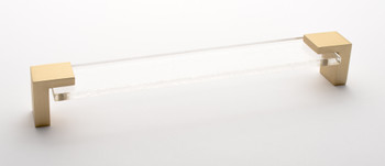 Sietto, Affinity, 8" Straight Pull, Clear with Satin Brass Base
