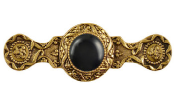 Notting Hill, Jewels, Victorian Jewel, 3" Ornate Pull, 24K Gold Finish with Onyx Natural Stone
